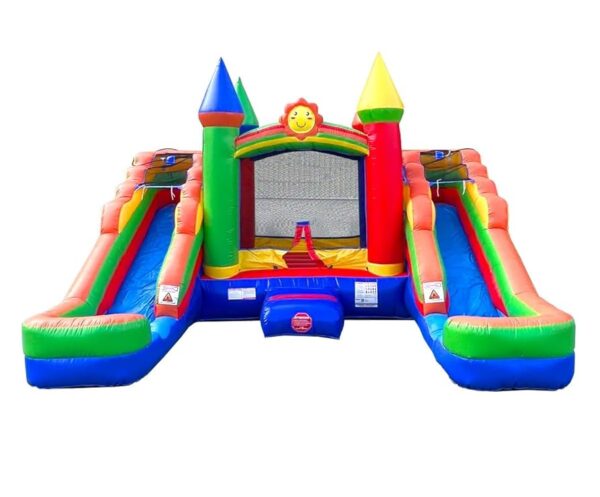Rainbow Bounce house Double Slide